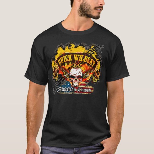 T-shirt Chat sauvage de Buick - crâne de bannière de (Devant)
