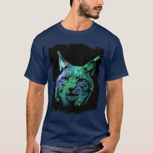 T-shirt chat sauvage de la galaxie 3D d'imaginaire coloré