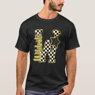 T-shirt Chat Sauvage Jaune Imprimé à Carreaux Étoile Léopa