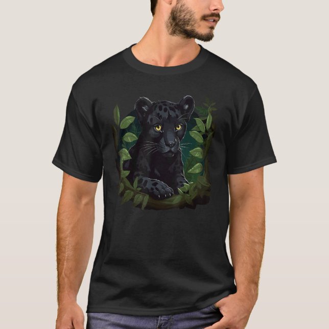 T-shirt Chat Sauvage Petit Grand Chat Panthère Léopard Noi (Devant)