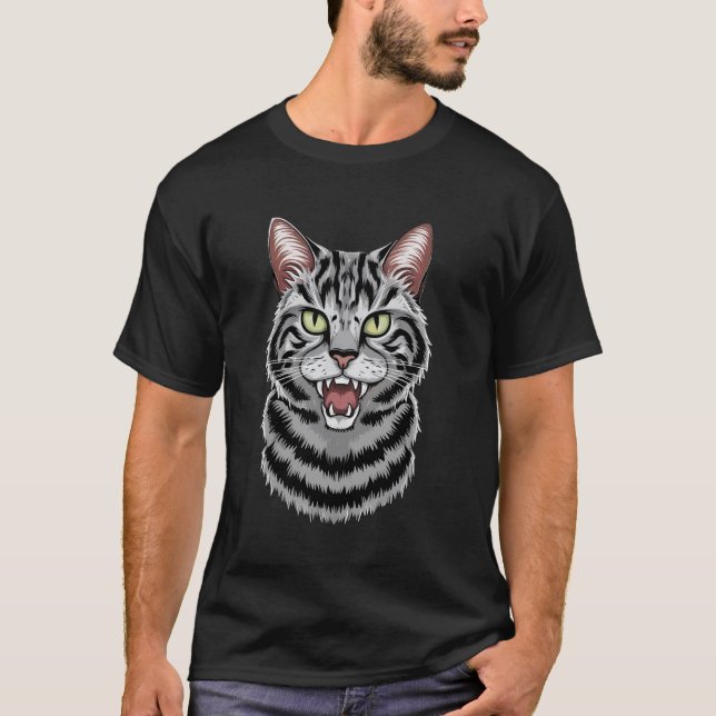 T-shirt Chat Savannah drôle de design Serval rugissant (Devant)