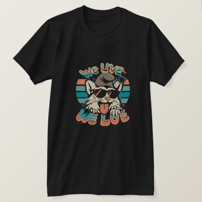 T-shirt Chat Schtroumpf - Nous Vivons Nous Aimons  (Design devant)