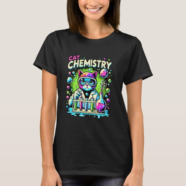 T-shirt Chat Scientifique Chimie Science Étudiante Félin A (Devant)