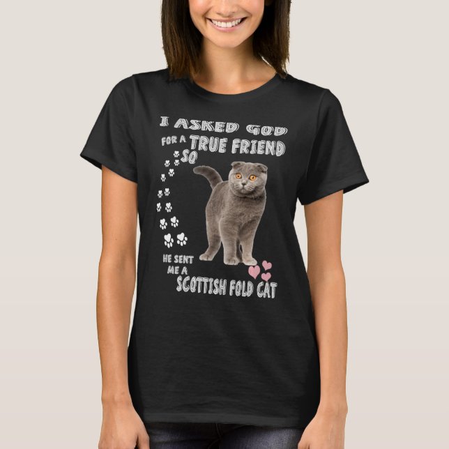 T-shirt Chat Scot Fold disant Maman Papa Impression Mignon (Devant)