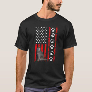 T-shirt Chat Scottish Fold 4 juillet Patriote Américain F