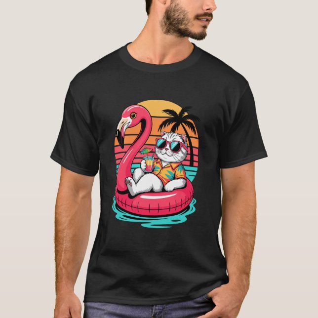 T-shirt Chat Scottish Fold Plage Vacances d'été Flotteur d (Devant)