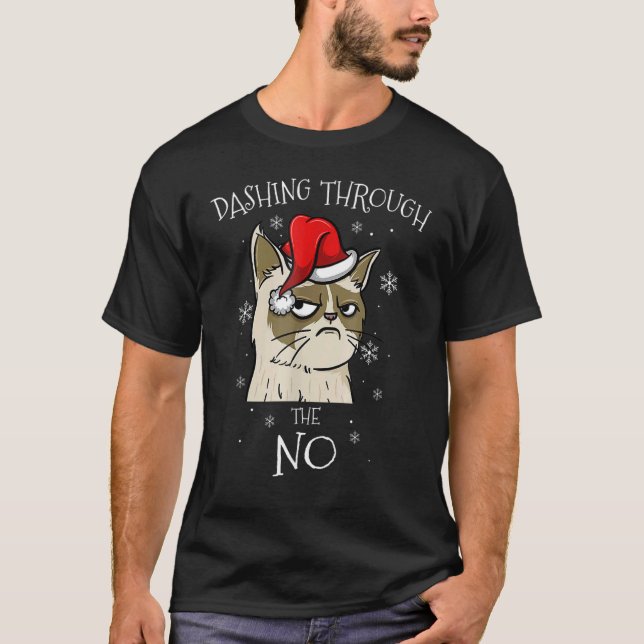 T-shirt Chat Se Précipitant Sans Noël Grincheux (Devant)