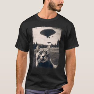 T-shirt Chat Selfie Alien Invasion Mème Drôle Kitten Cute 