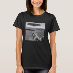 T-shirt Chat selfie avec UFO drôle de chat
