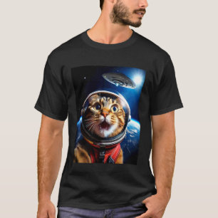 T-shirt Chat selfie avec UFO drôle d'espace extérieur Gala