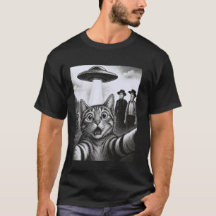 T-shirt Chat selfie avec UFO et témoins amish confus R