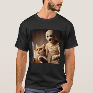 T-shirt Chat Selfie Chemise Scary maman Mème Drôle Déplais