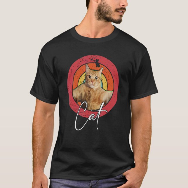 T-shirt Chat selfie et arc-en-ciel rond (Devant)