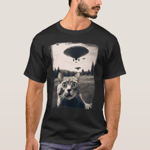 T-shirt Chat Selfie Invasion Alien Meme Drôle Chat Mignon