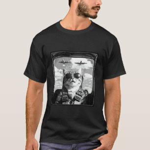 T-shirt Chat Selfie Jet Drôle Chat Hommes Enfants Jet Avio