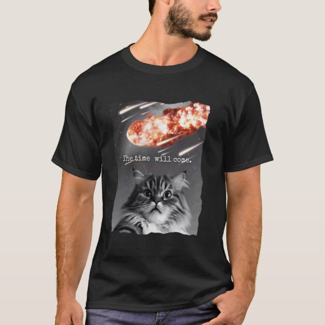 T-shirt Chat selfie, Jour d'impact de météorite, Mème de c (Devant)