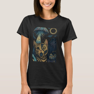 T-shirt Chat selfie visage fracturé méduse ovni astronaute