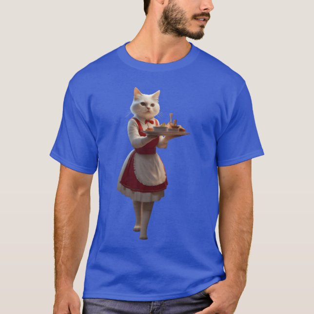T-shirt Chat serveuse vintage (Devant)