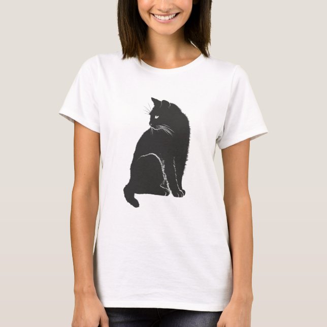 T-shirt Chat Shadow Silhouette Animal noir (Devant)