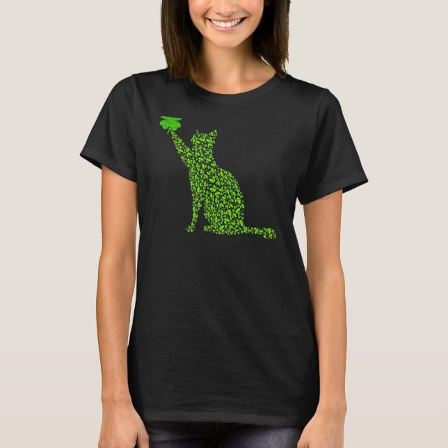T-shirt Chat Shamrock Bonne Saint Patrick's Day Chat irlan (Devant)