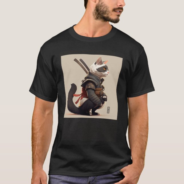 T-shirt Chat Shinobi généré par IA (Devant)