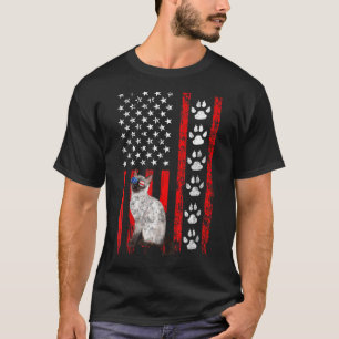 T-shirt Chat siamois 4 juillet Drapeau américain patriotiq