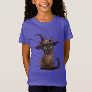 T-Shirt Chat siamois adorable en chapeau de sorcière