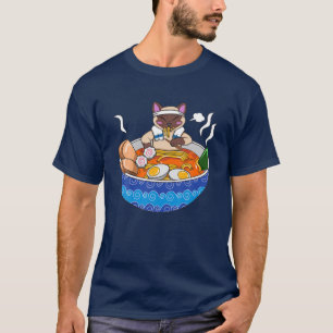 T-shirt Chat Siamois Chillin Ramen Kawaii Nourriture Japon
