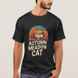 T-shirt Chat siamois d'automne champ rétro