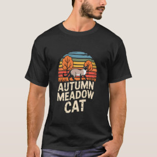 T-shirt Chat siamois d'automne champ rétro