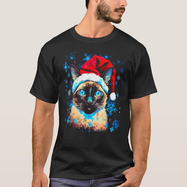 T-shirt Chat siamois de Noël (Devant)