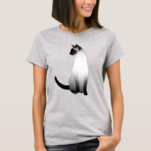 T-shirt Chat siamois en noir, blanc et gris / gris
