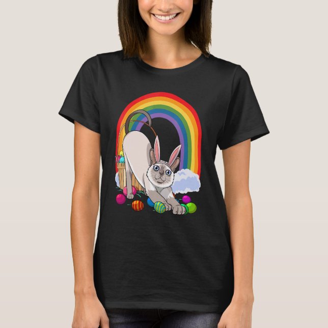 T-shirt Chat siamois Pâques Lapin (Devant)