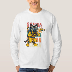 T-shirt Chat siamois plongeur en scaphandre autonome en co