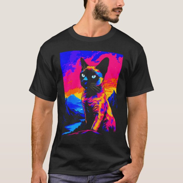 T-shirt Chat siamois Pop Art (Devant)