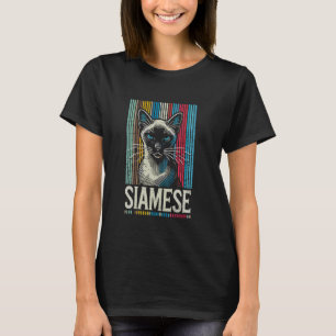 T-shirt Chat Siamois Rayures Rétro Félin Cool