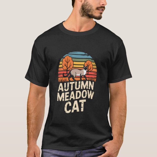 T-shirt Chat siamois rétro d'automne (Devant)