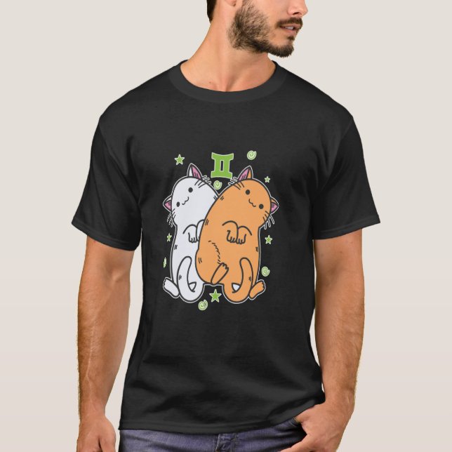 T-shirt Chat Signe du Zodiaque Gémeaux (Devant)
