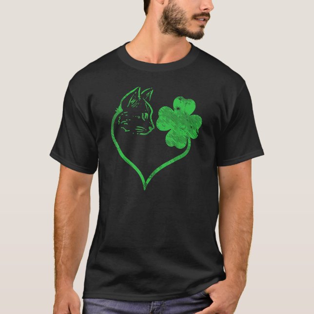 T-shirt Chat Silhouette Trèfle Saint Patrick Chat Mignon A (Devant)