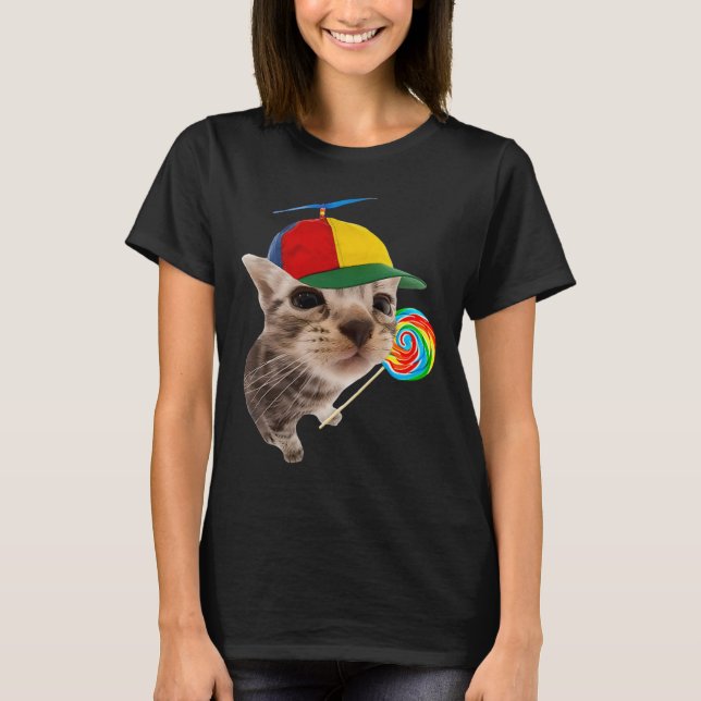 T-shirt Chat Silly Avec Mème Lollipop (Devant)
