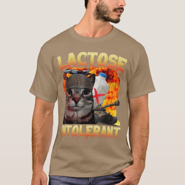 T-shirt Chat Silly Intolérant au Lactose Mème Drôle de Dic (Devant)