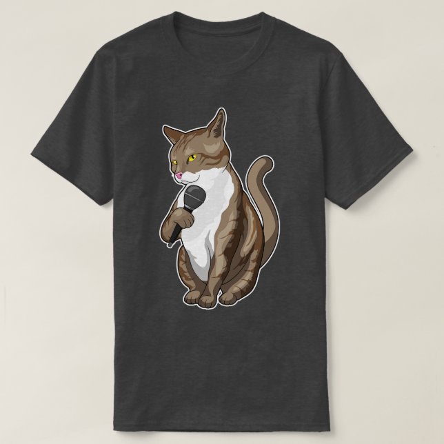 T-shirt Chat Singer Microphone (Design devant)