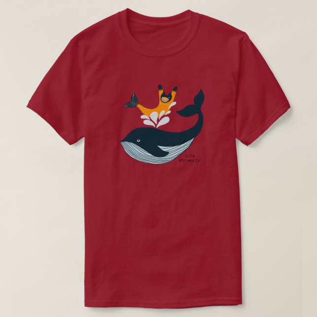 T-shirt Chat sirène et baleine éclaboussent  (Design devant)