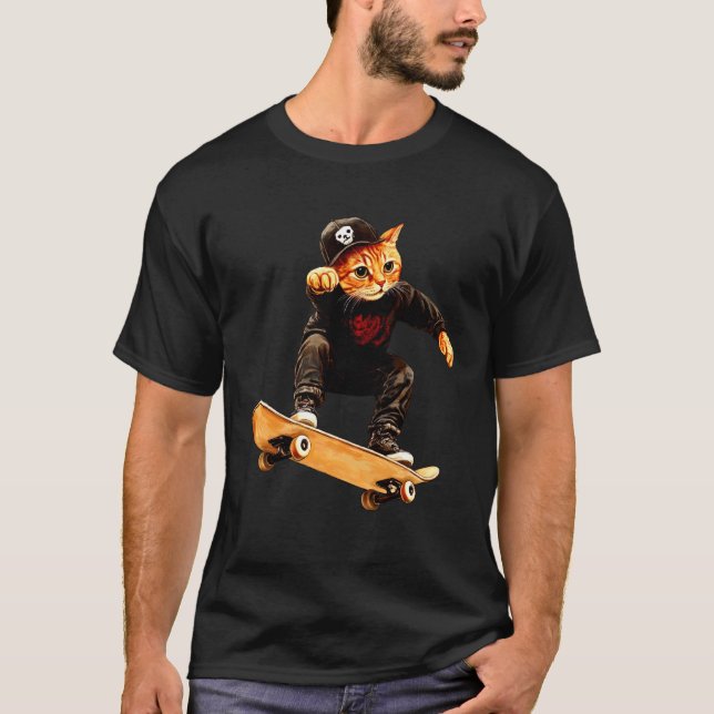 T-shirt Chat SkateboardSkateur Chat (Devant)