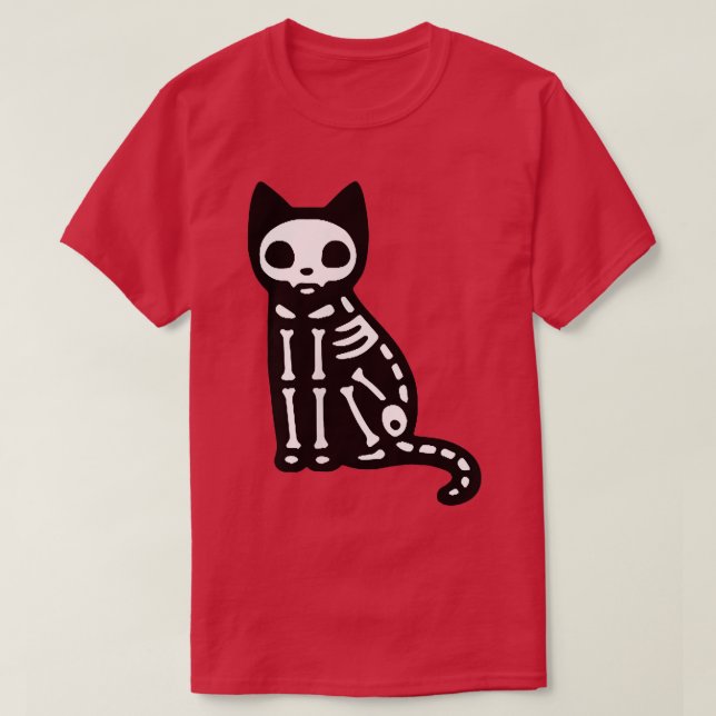 T-shirt Chat Skeleton Halloween Costume Chat Scary 1075 (Design devant)