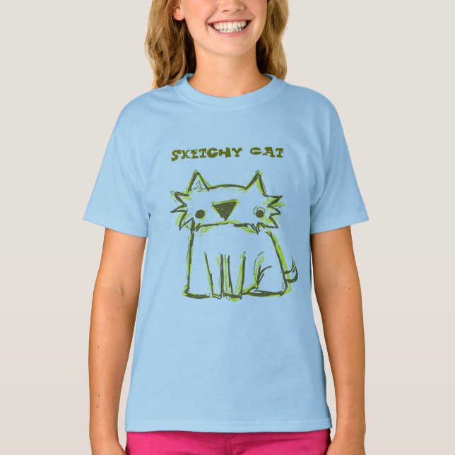 T-shirt Chat Sketchy (Devant)