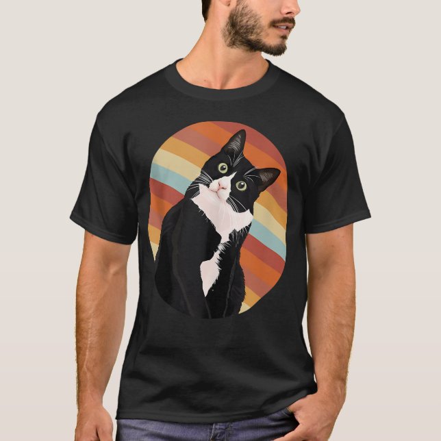 T-shirt Chat Smoking Retro Couleurs Pour Animal (Devant)