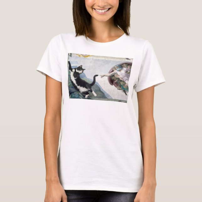 T-shirt Chat smoking Touchant la Patte Divine              (Devant)