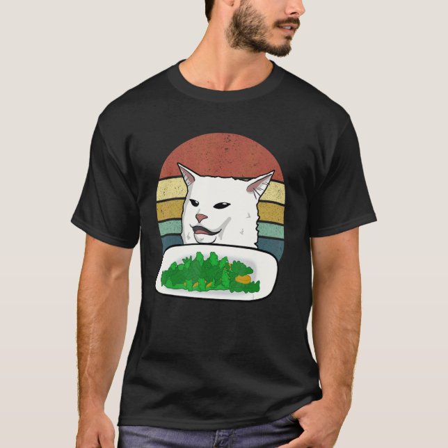 T-shirt Chat Smudge n'aime pas la salade drôle (Devant)