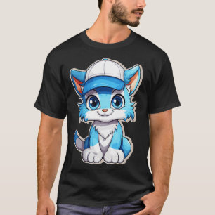 T-shirt chat smurf bleu chat mignon chaton bleu dans un ca